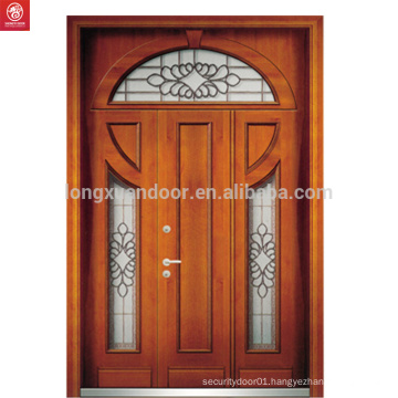 Red walnut veneer laminated wood door double main door carving designs